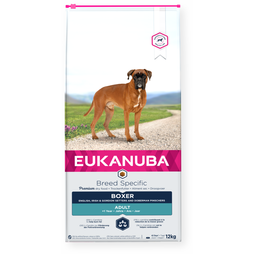 EUKANUBA dry dog food (kibble) for adult Boxers