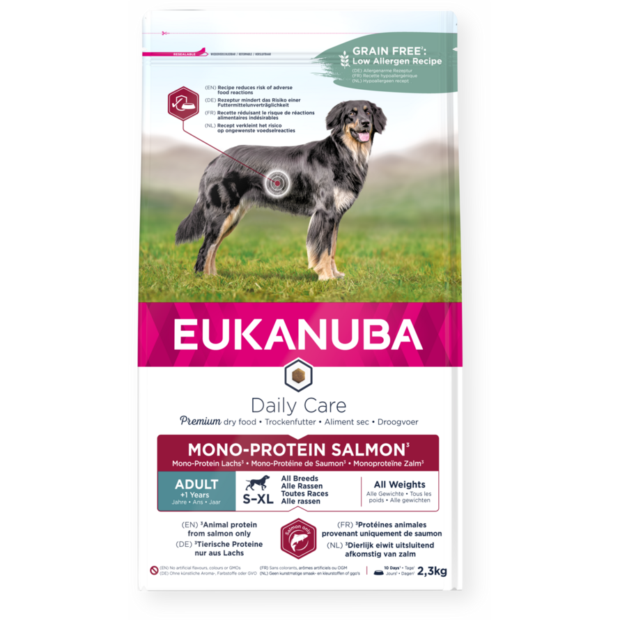 Eukanuba Daily Care dry dog food for adult dogs mono-protein salmon