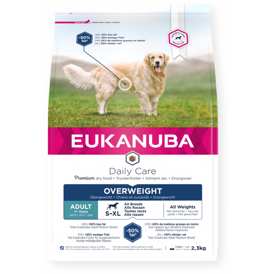 Eukanuba Daily Care dry dog food (kibble) for adult dogs overweight
